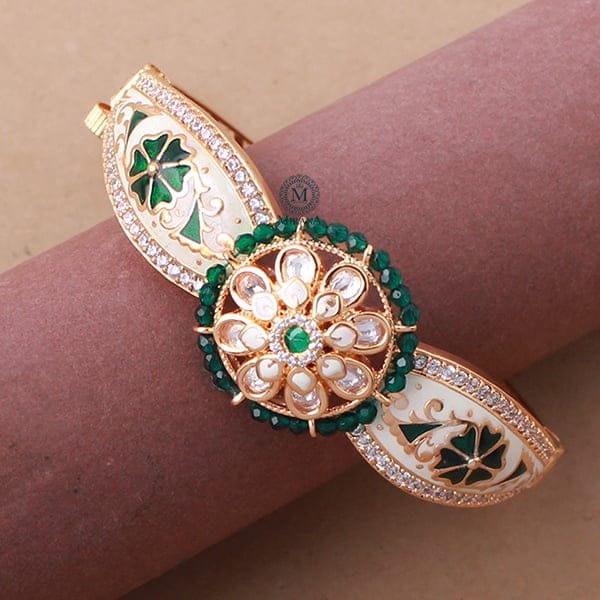 Tanisha Emerald Green Polki Designer Bracelet