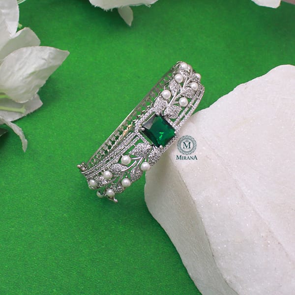 Elara Emerald Green CZ Designer Bracelet