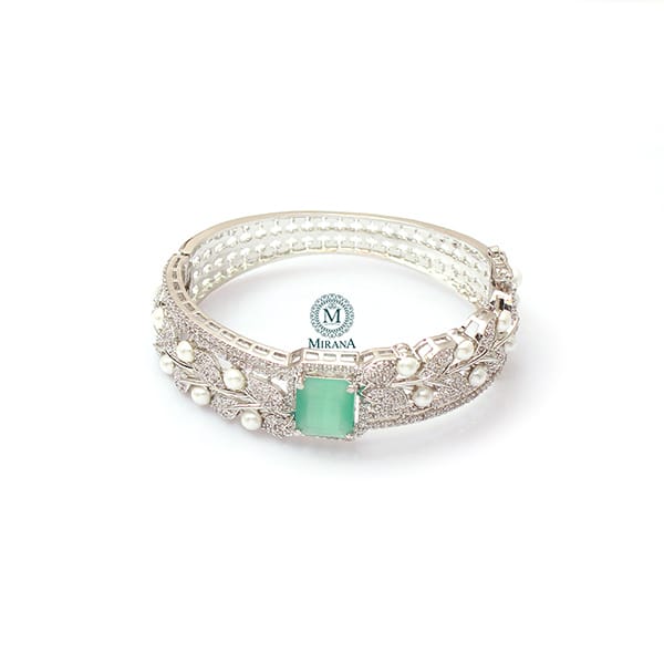 Elara Pastel Green CZ Designer Bracelet