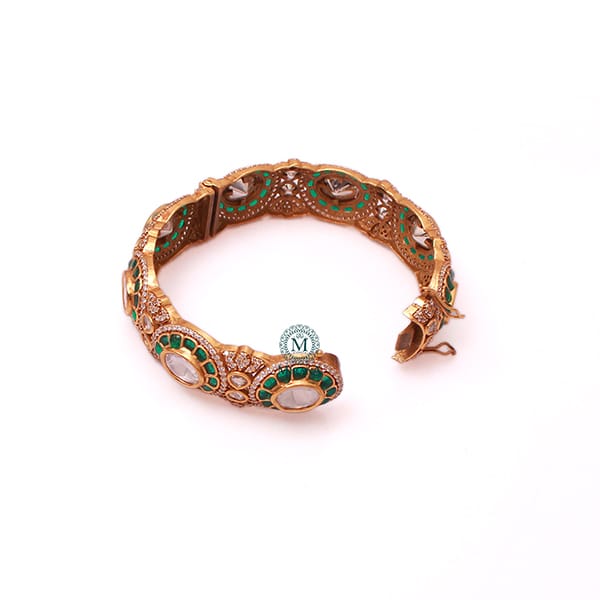 Ritika Emerald Green Polki Designer Bracelet