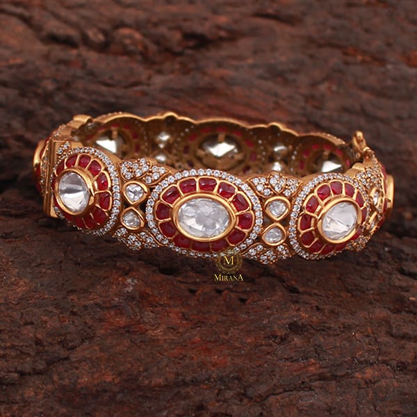 Ritika Ruby Polki Designer Bracelet