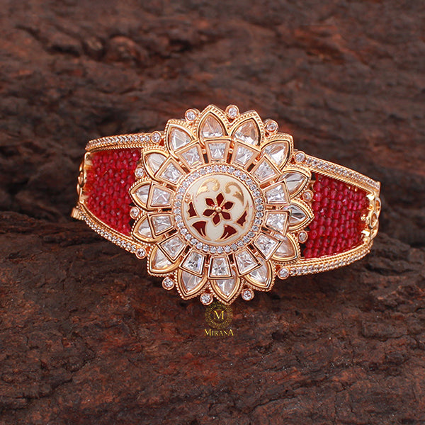 Shrishti Ruby Red Polki Designer Bracelet