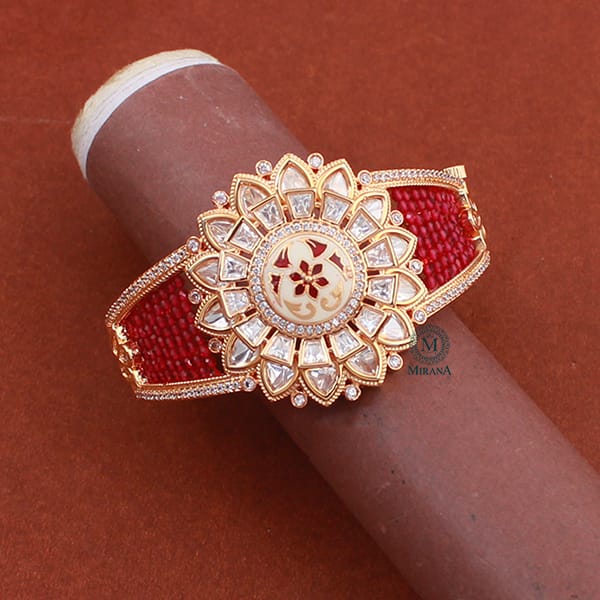 Shrishti Ruby Red Polki Designer Bracelet