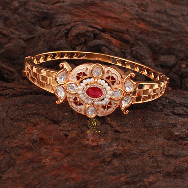 Priya Ruby Red Polki Designer Bracelet