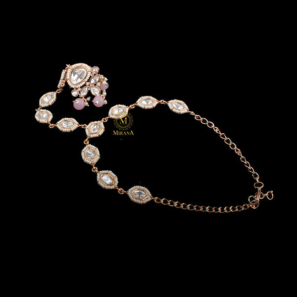 Lila Pastel Pink Polki Designer Hathphool