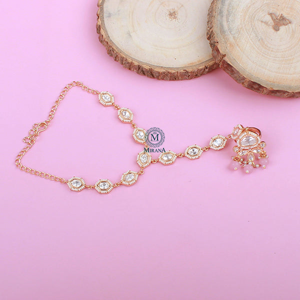 Lila Pastel Pink Polki Designer Hathphool