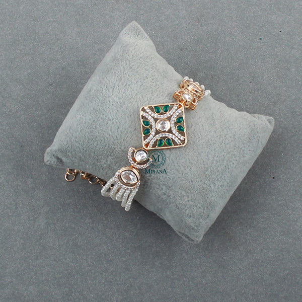 Harshit Emerald Green Polki Designer Bracelet