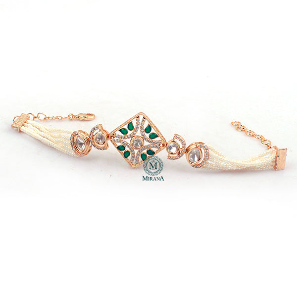 Harshit Emerald Green Polki Designer Bracelet