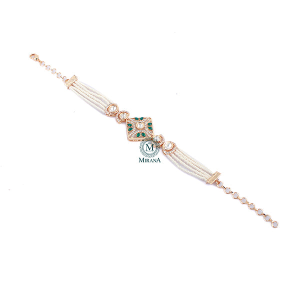 Harshit Emerald Green Polki Designer Bracelet