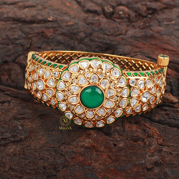 Morya Emerald Green Polki Designer Bracelet