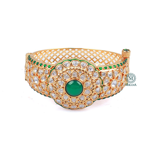 Morya Emerald Green Polki Designer Bracelet