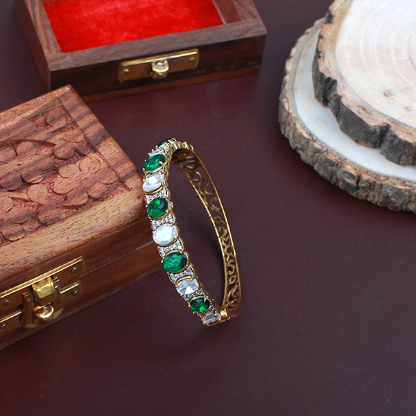 Deepika Emerald Green Polki Bracelet