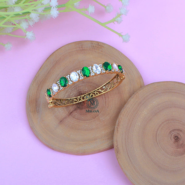 Deepika Emerald Green Polki Bracelet
