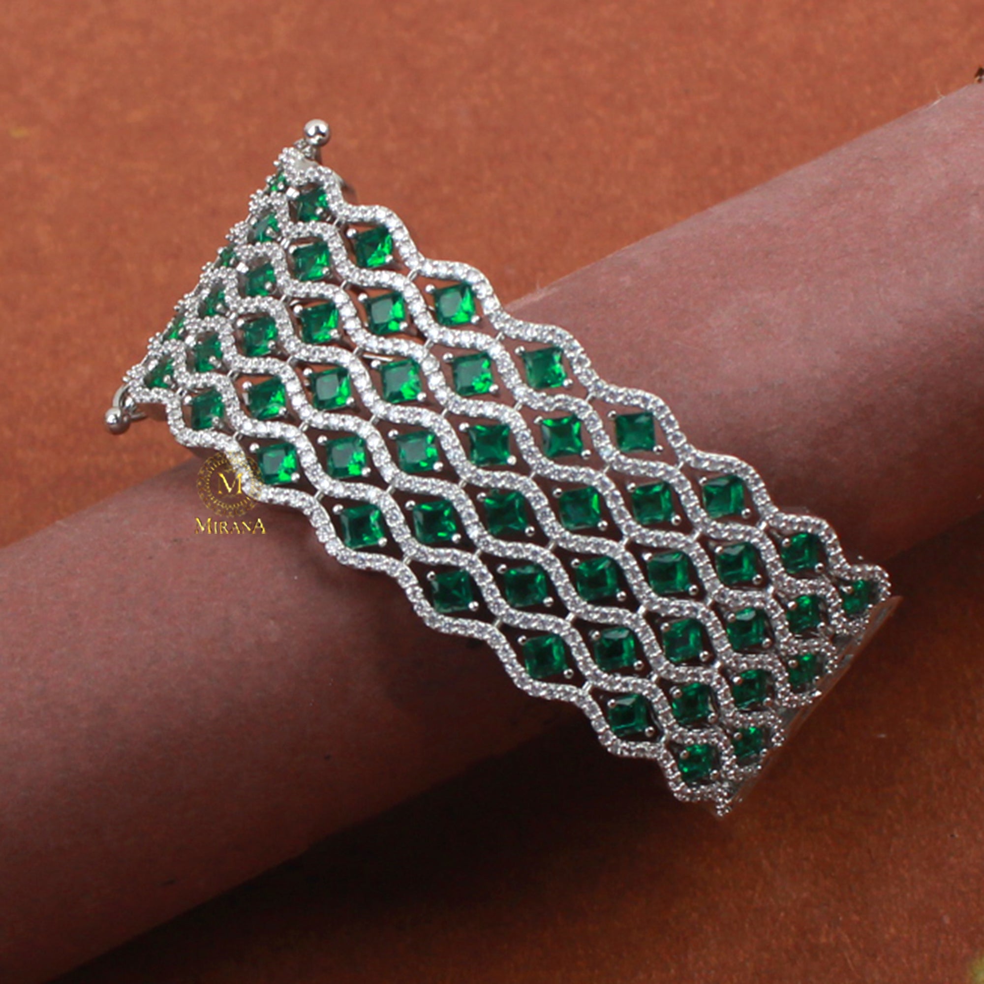 Charmy Emerald Green CZ Designer Bracelet