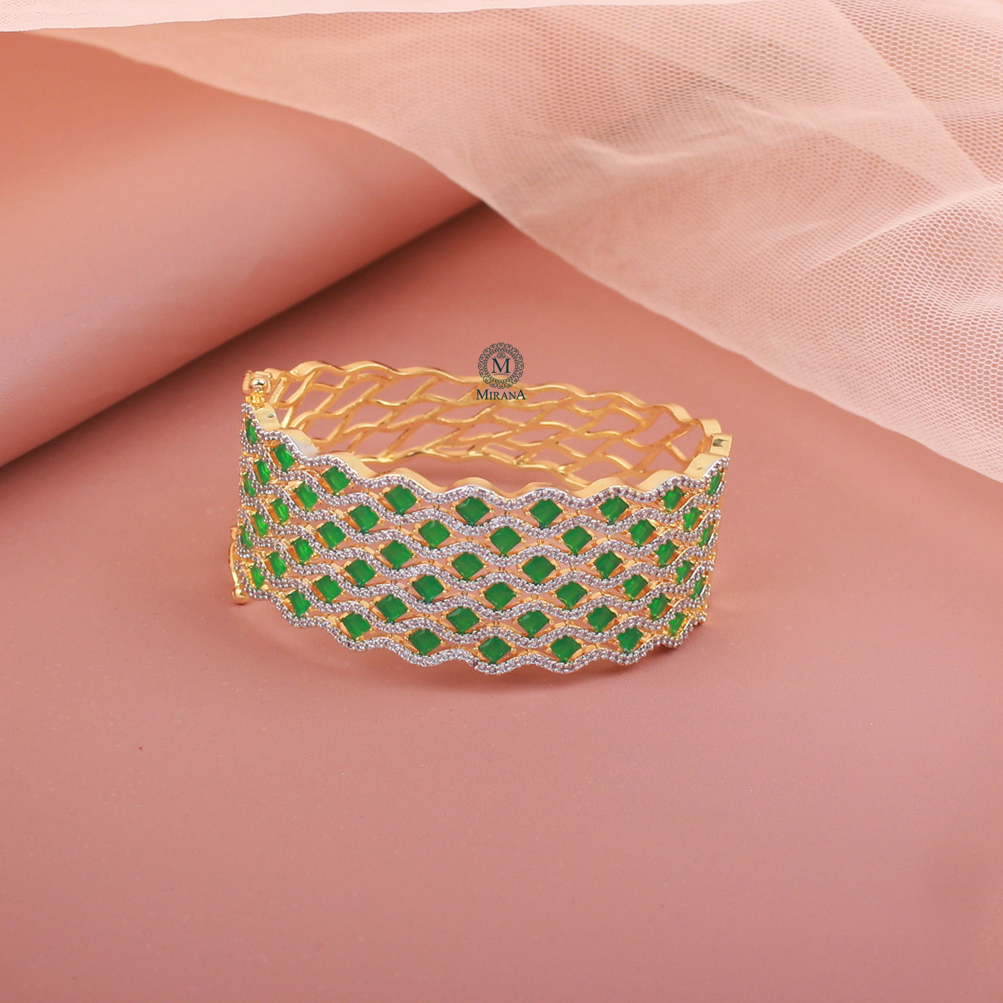 Charmy Emerald Green CZ Designer Bracelet