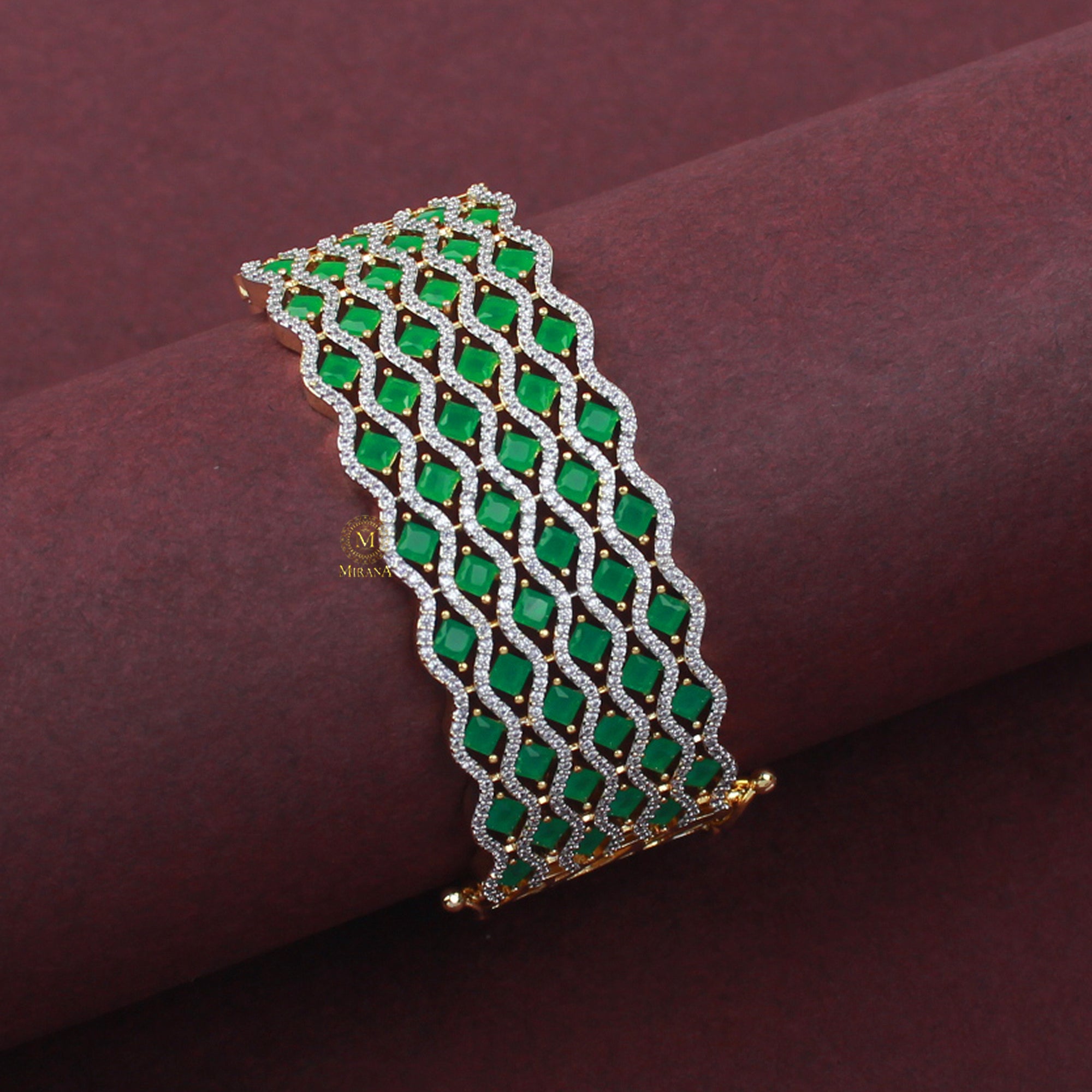 Charmy Emerald Green CZ Designer Bracelet