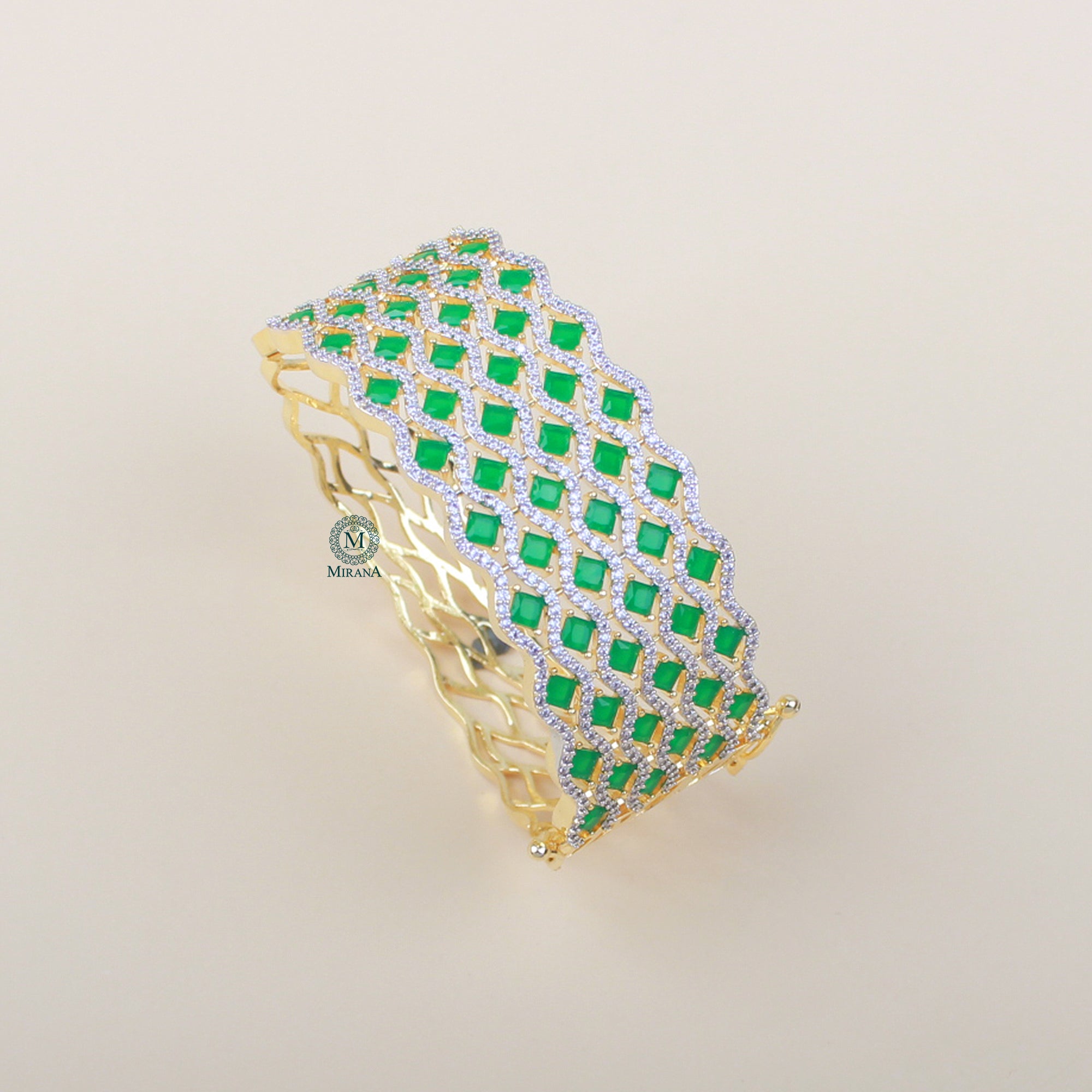 Charmy Emerald Green CZ Designer Bracelet