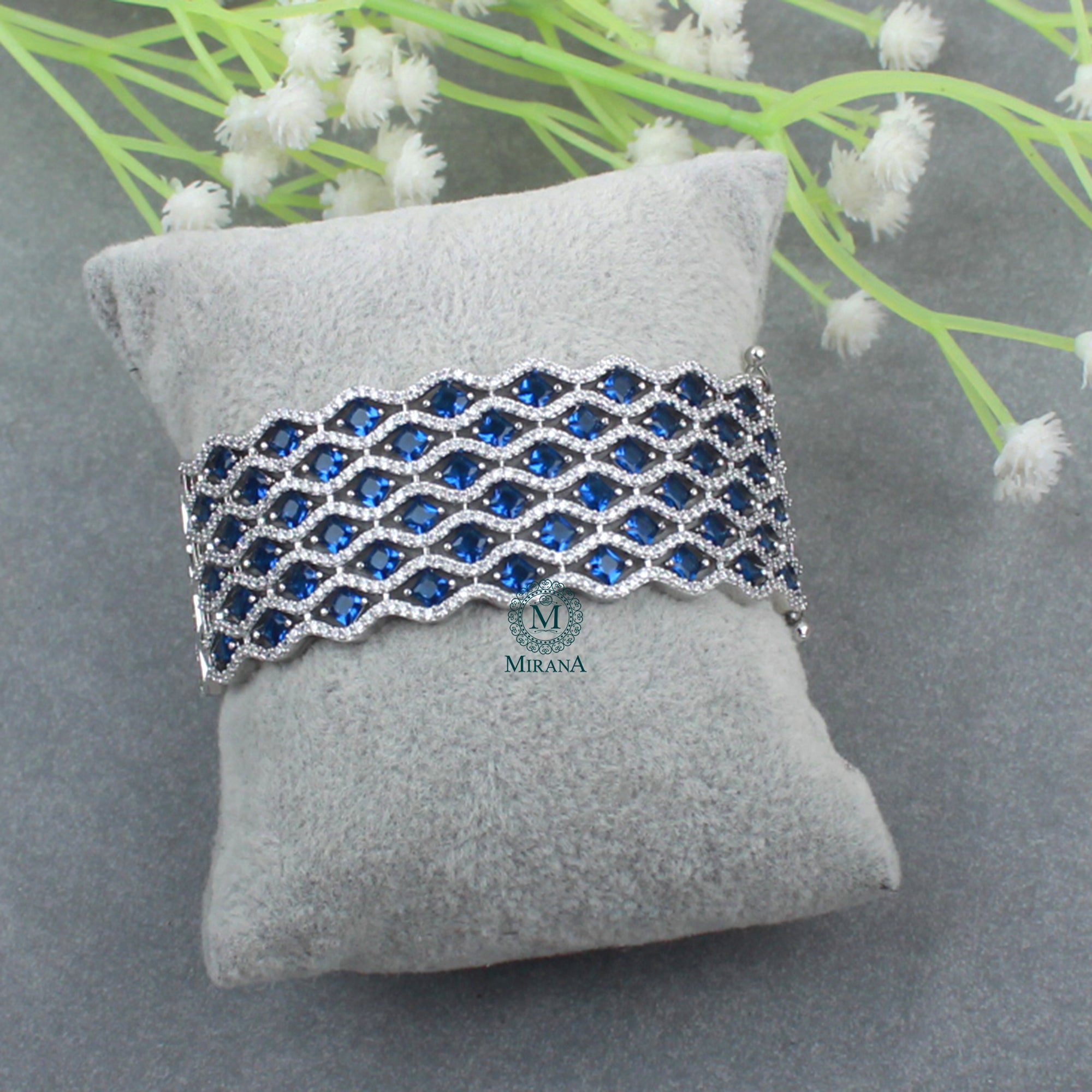 Charmy Sapphire Blue CZ Designer Bracelet