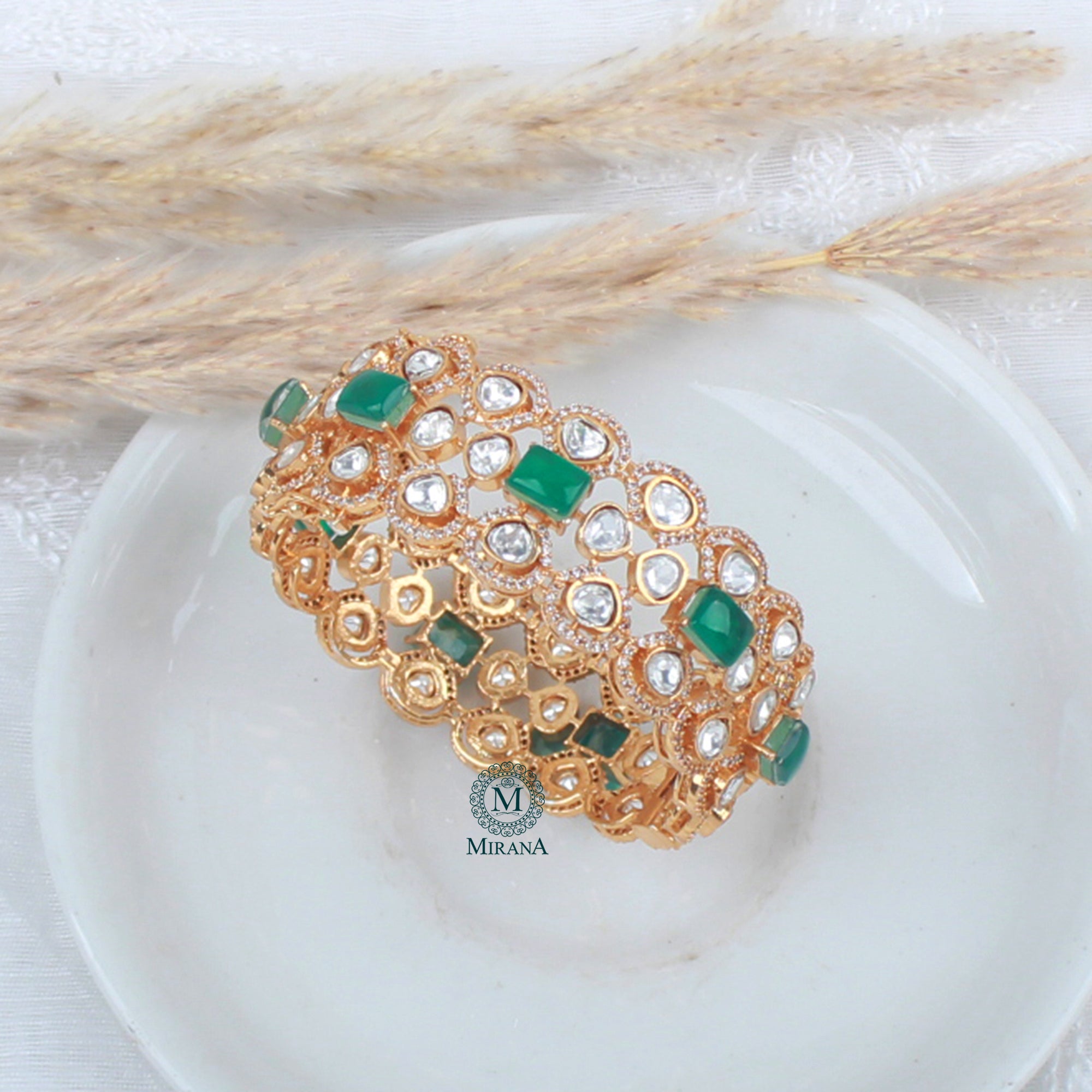 Shivika Emerald Green Moissanite Bracelet