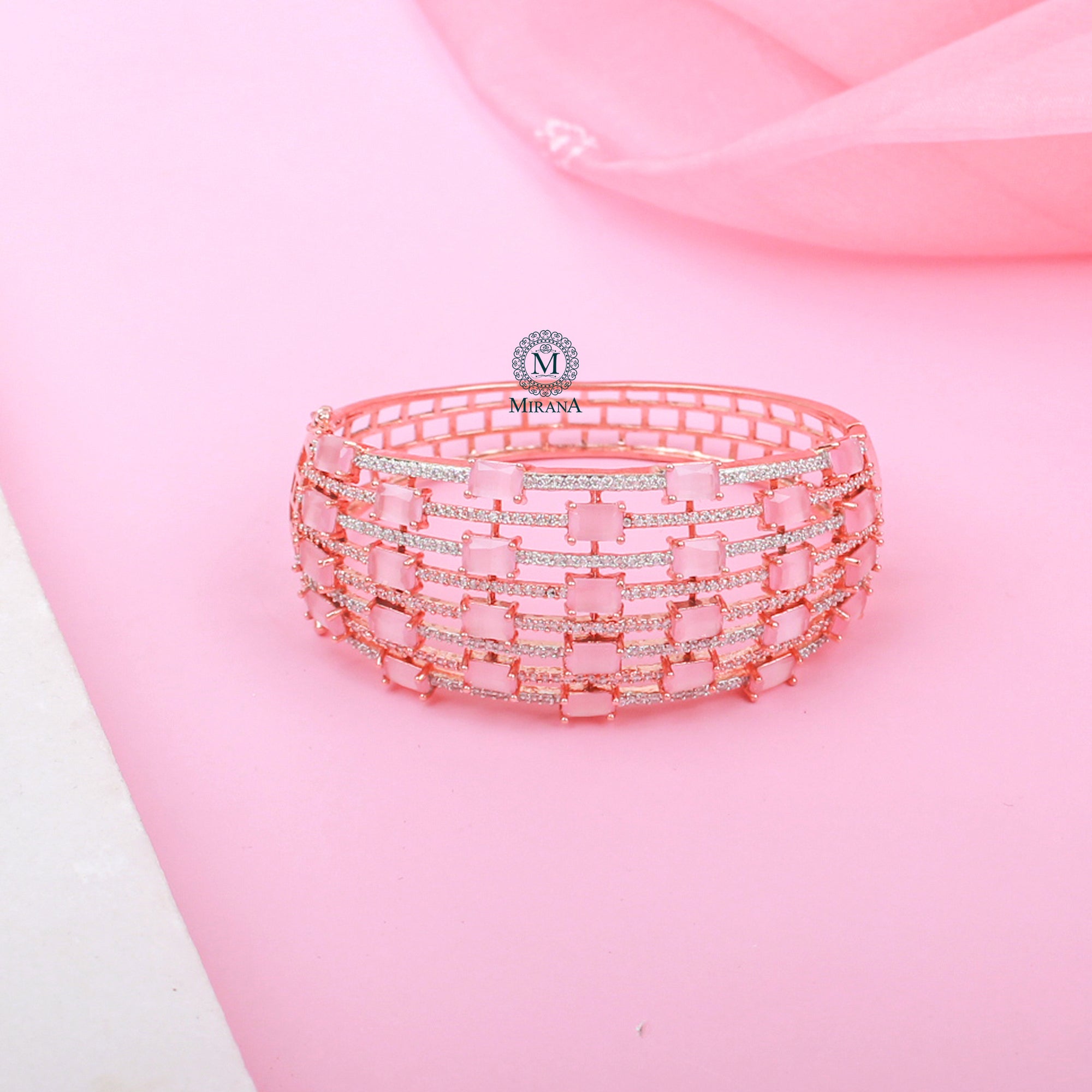 Claire Pastel Pink CZ Designer Bracelet