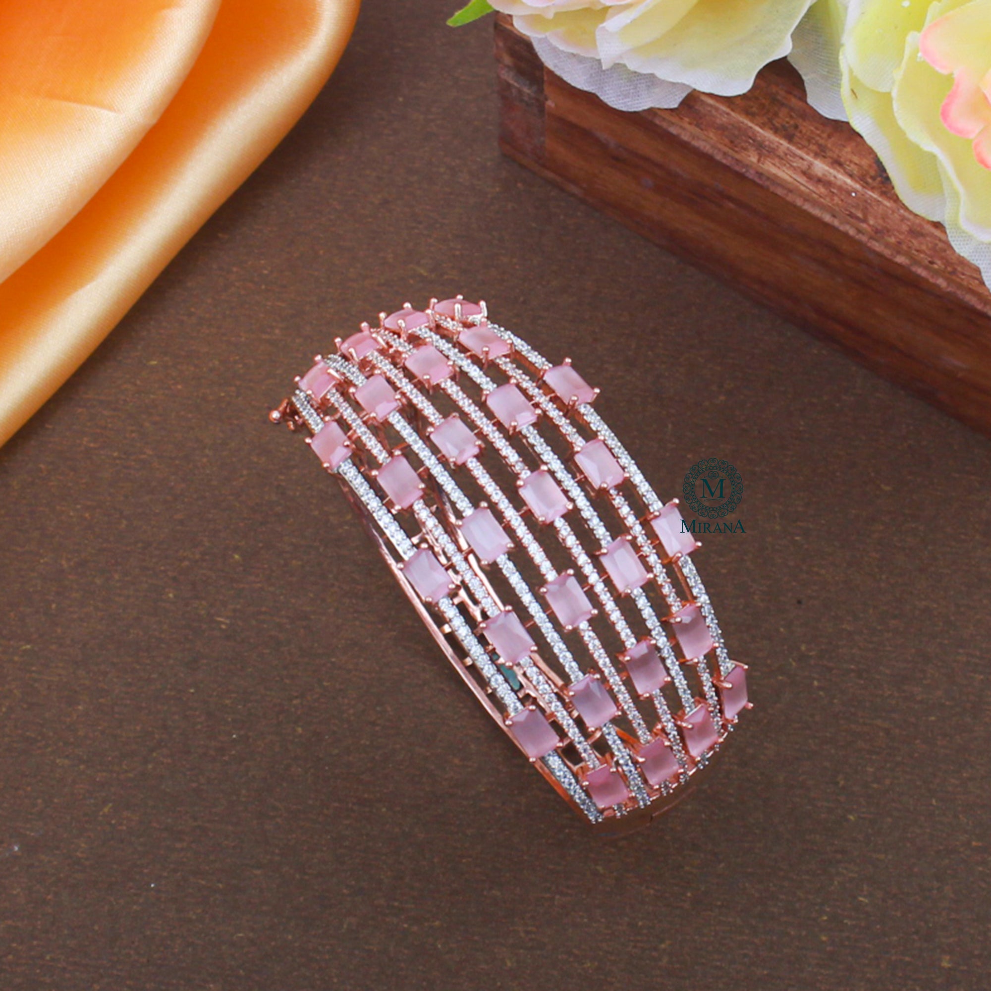 Claire Pastel Pink CZ Designer Bracelet