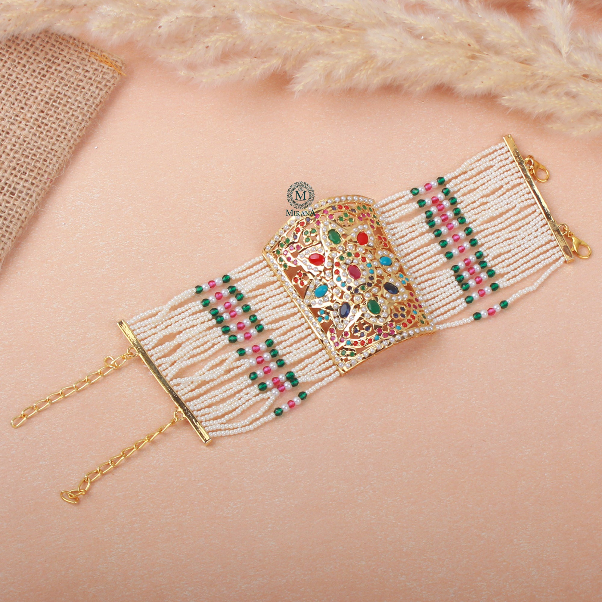 Leena Multi Colour Jadau Handcuff