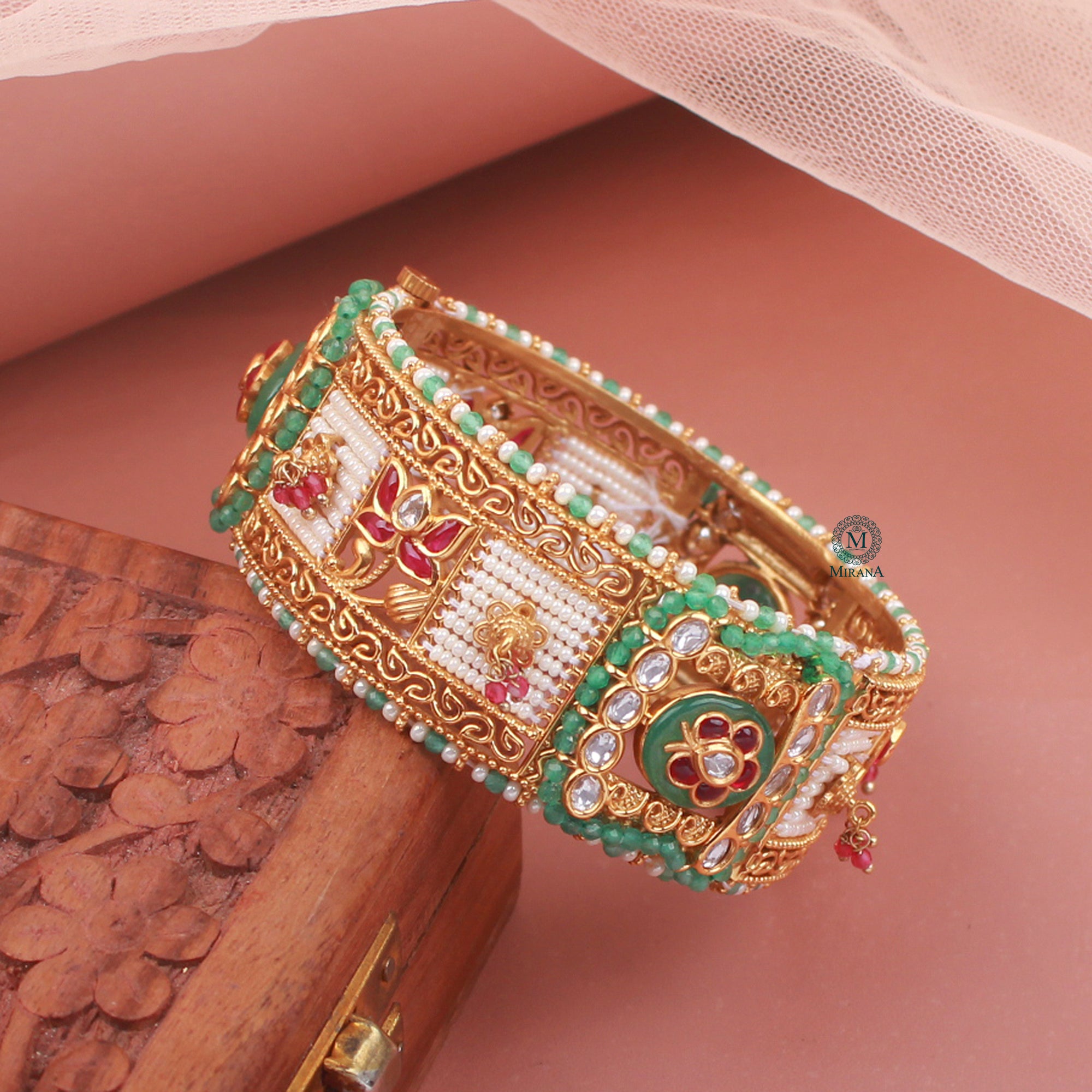 Shikha Pearl Antique Designer Bracelet