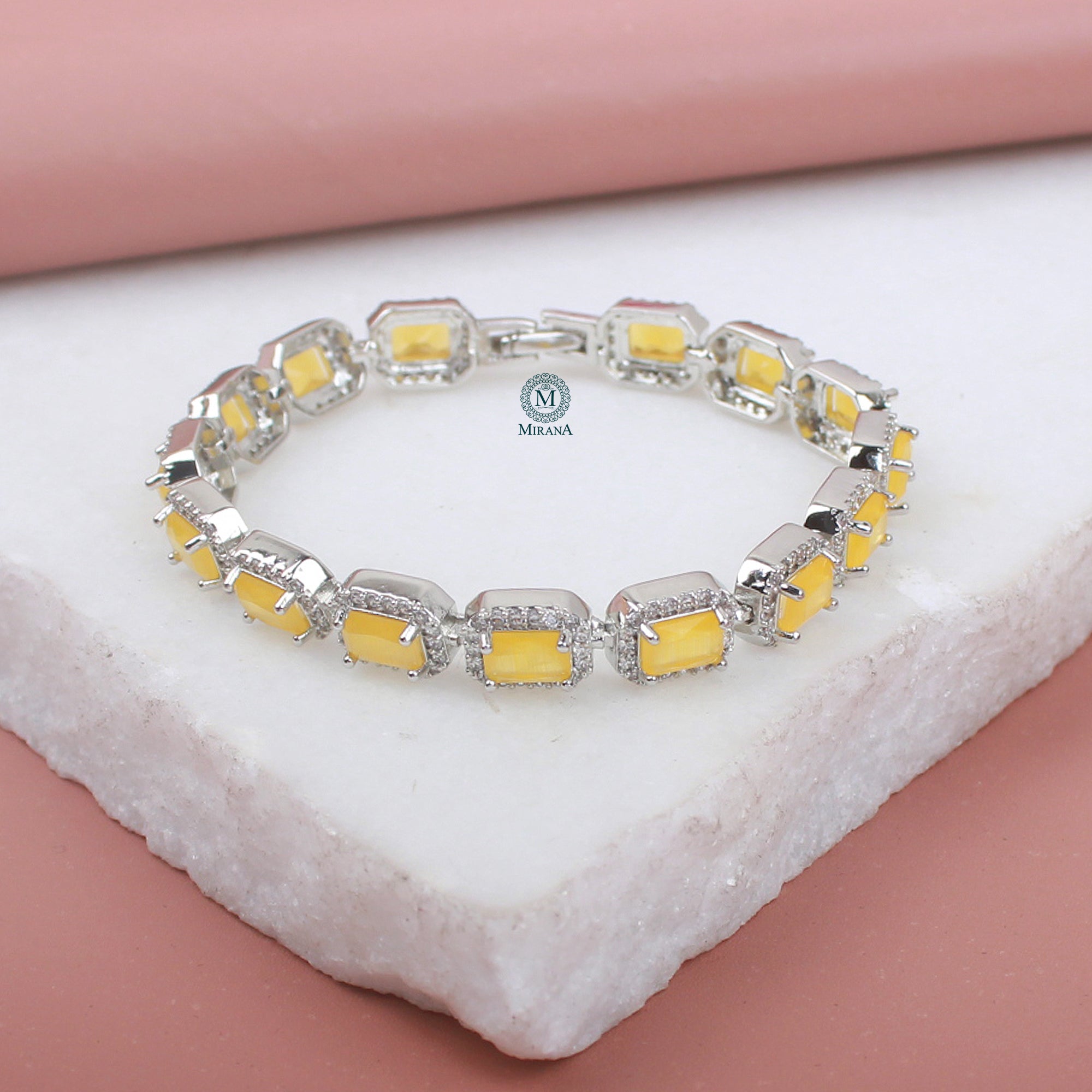 Octo Yellow CZ Designer Bracelet