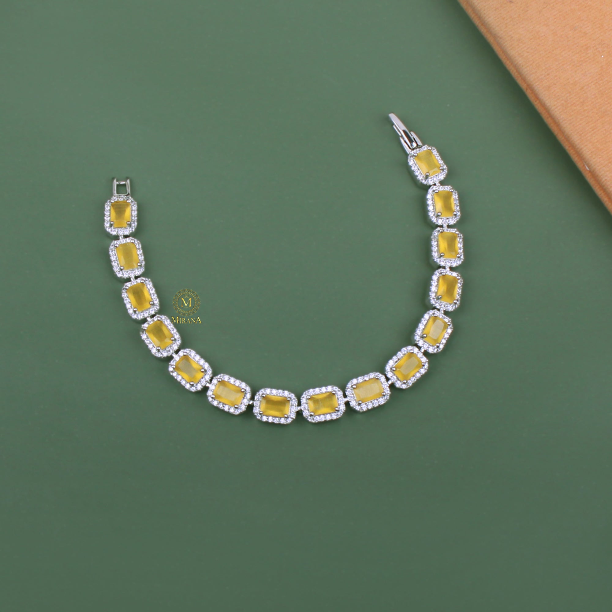 Octo Yellow CZ Designer Bracelet