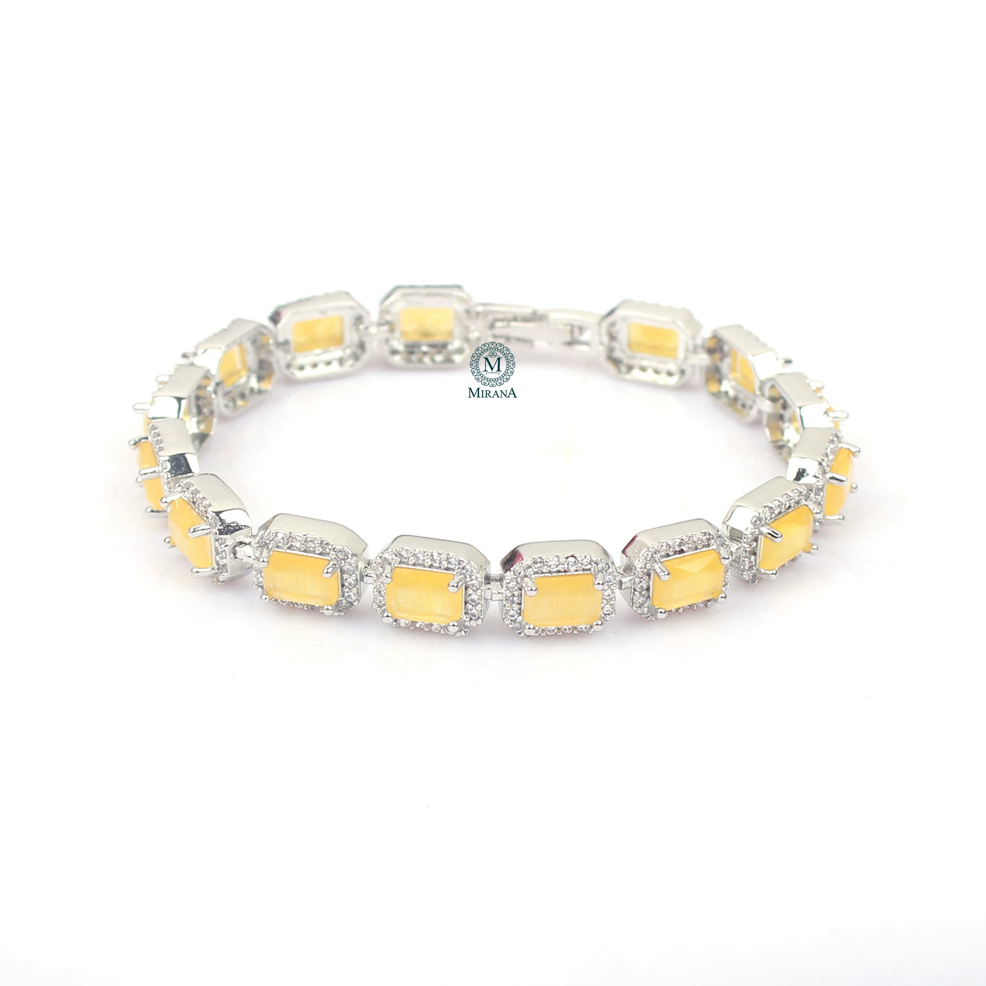 Octo Yellow CZ Designer Bracelet