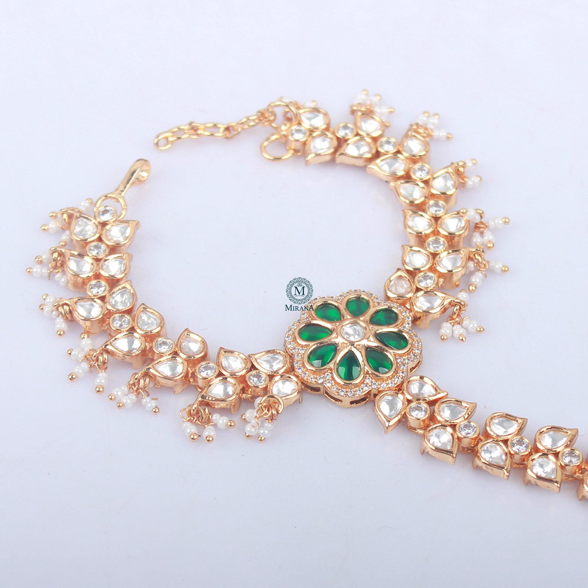 Rashka Emerald Green Polki Hathphool