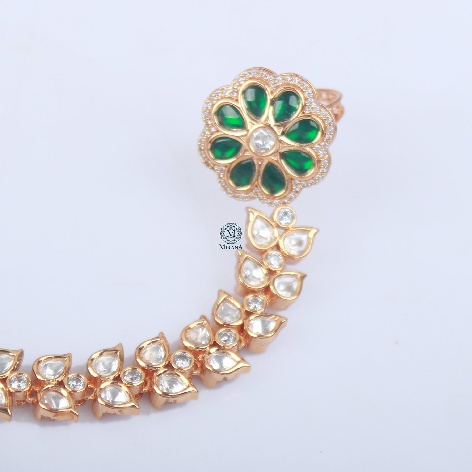 Rashka Emerald Green Polki Hathphool