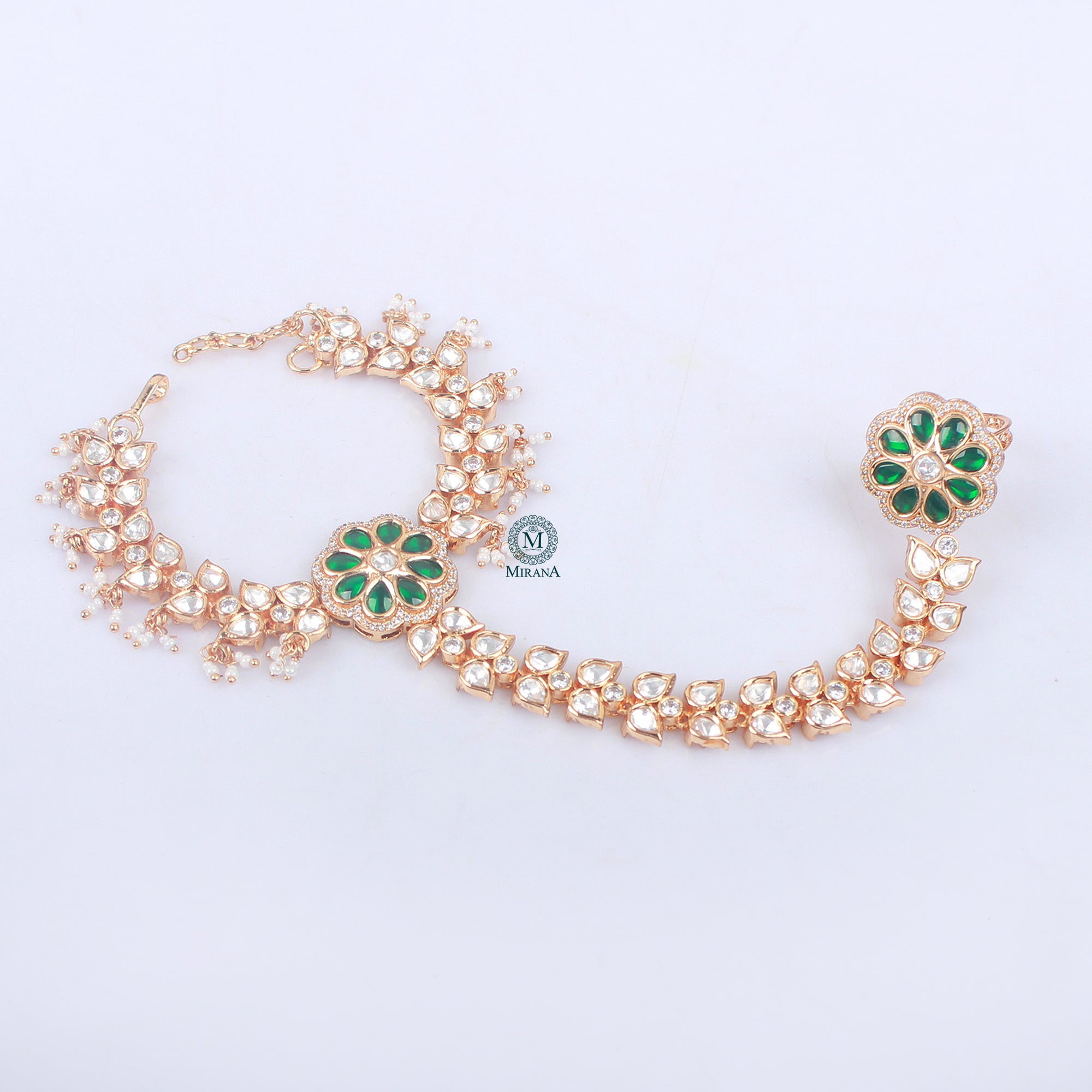 Rashka Emerald Green Polki Hathphool