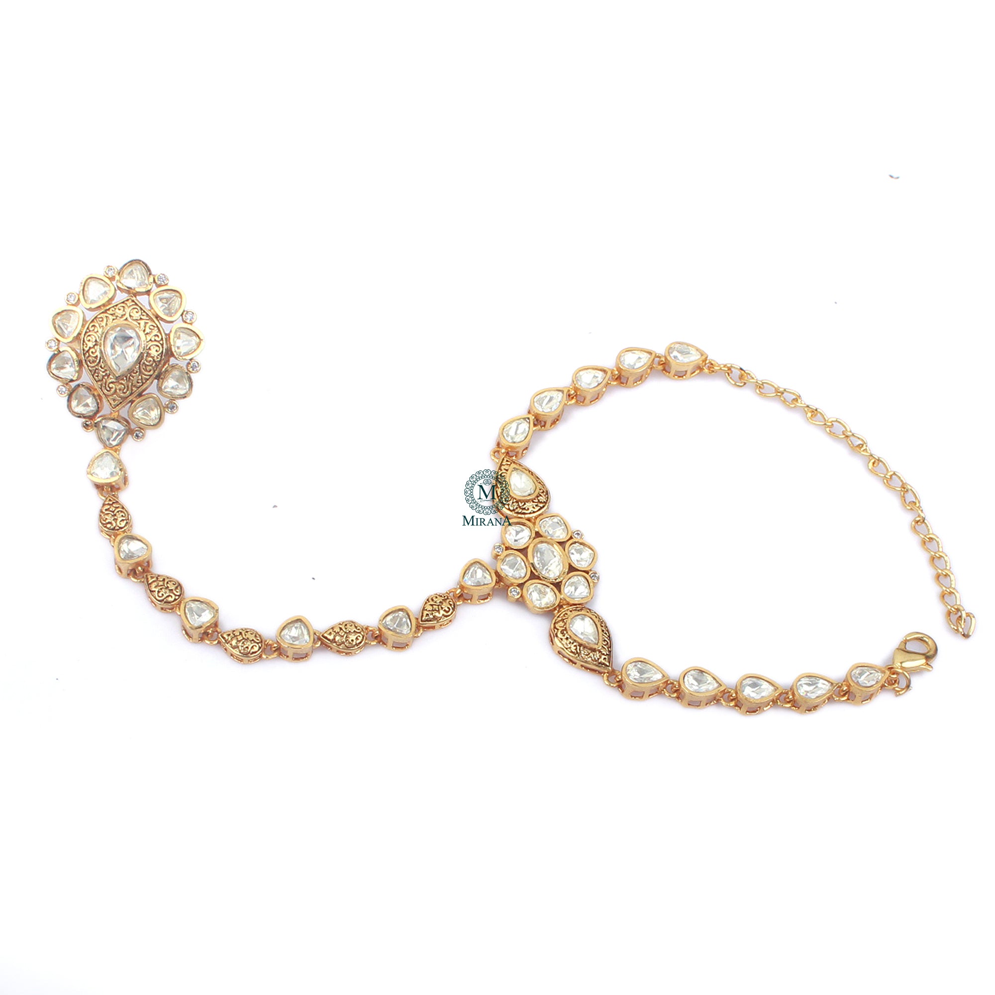 Atishi Moissanite Bridal Hathphool Bracelet