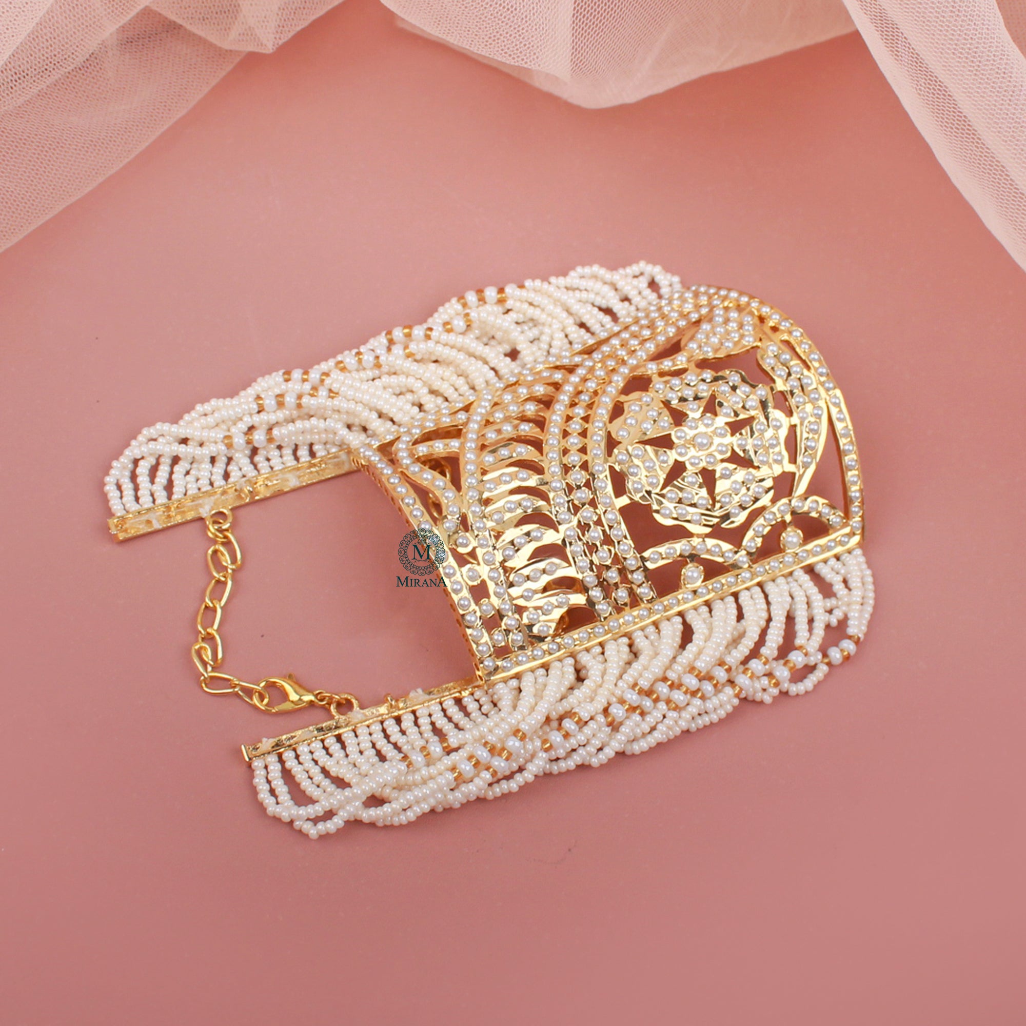 Devishi Pearl Jadau Designer Handcuff