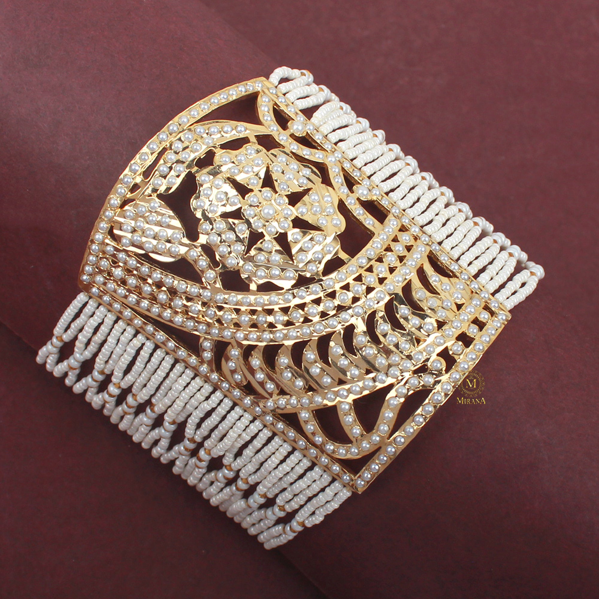 Devishi Pearl Jadau Designer Handcuff