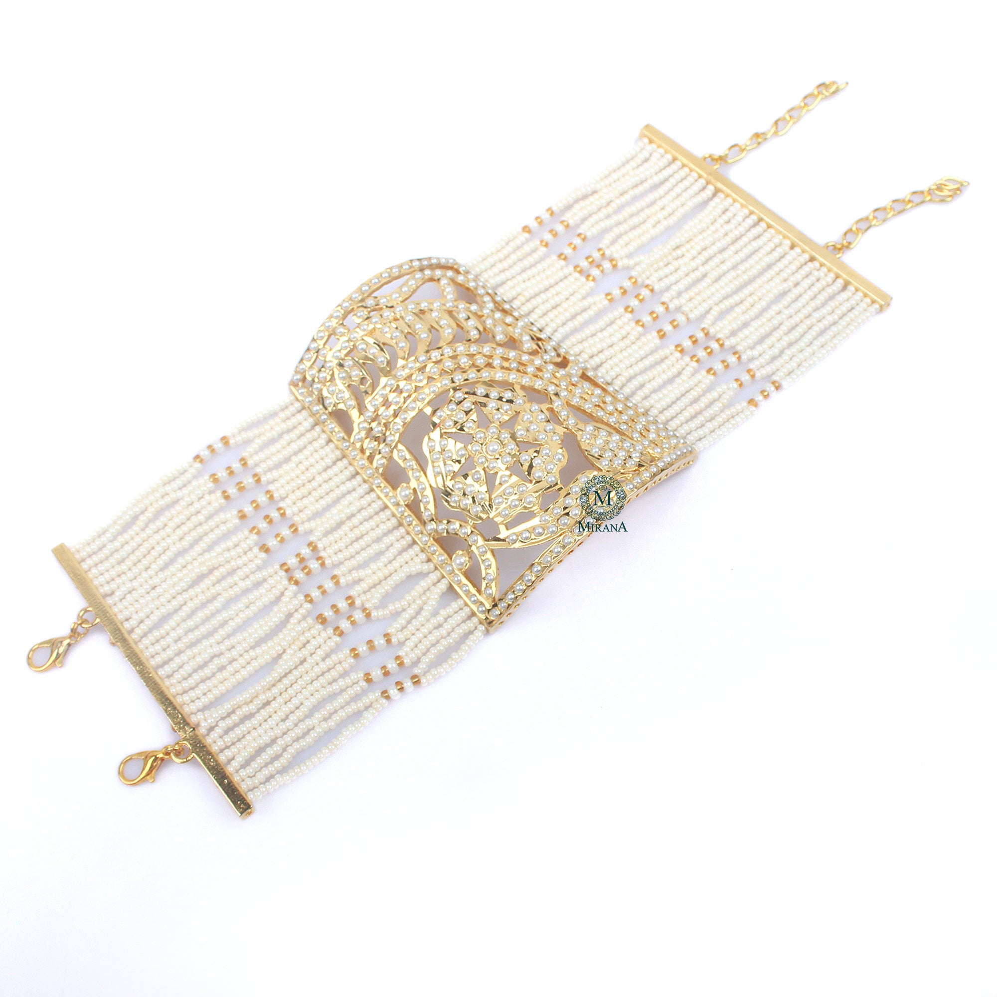 Devishi Pearl Jadau Designer Handcuff
