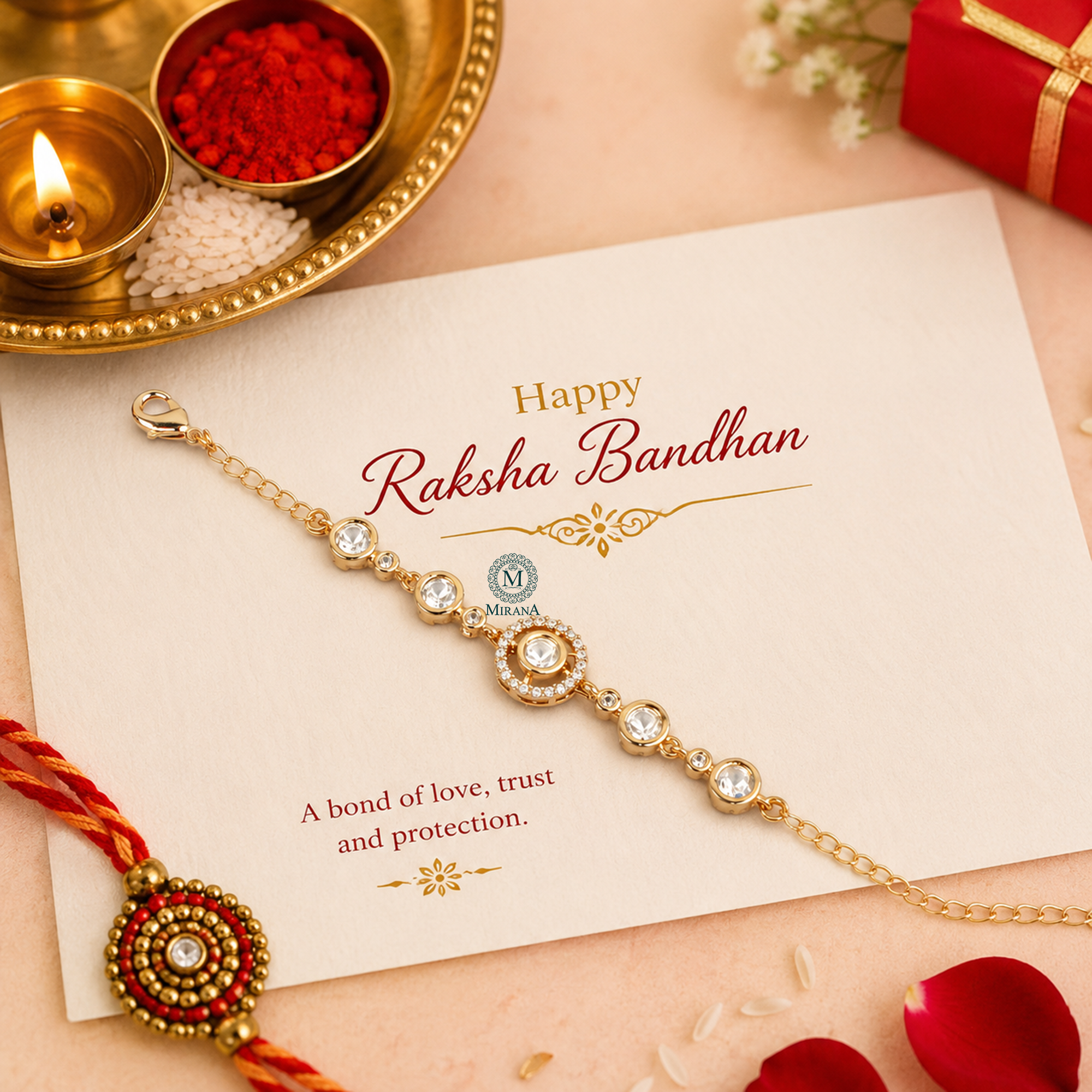 Adhik Polki Rakhi Designer Bracelet