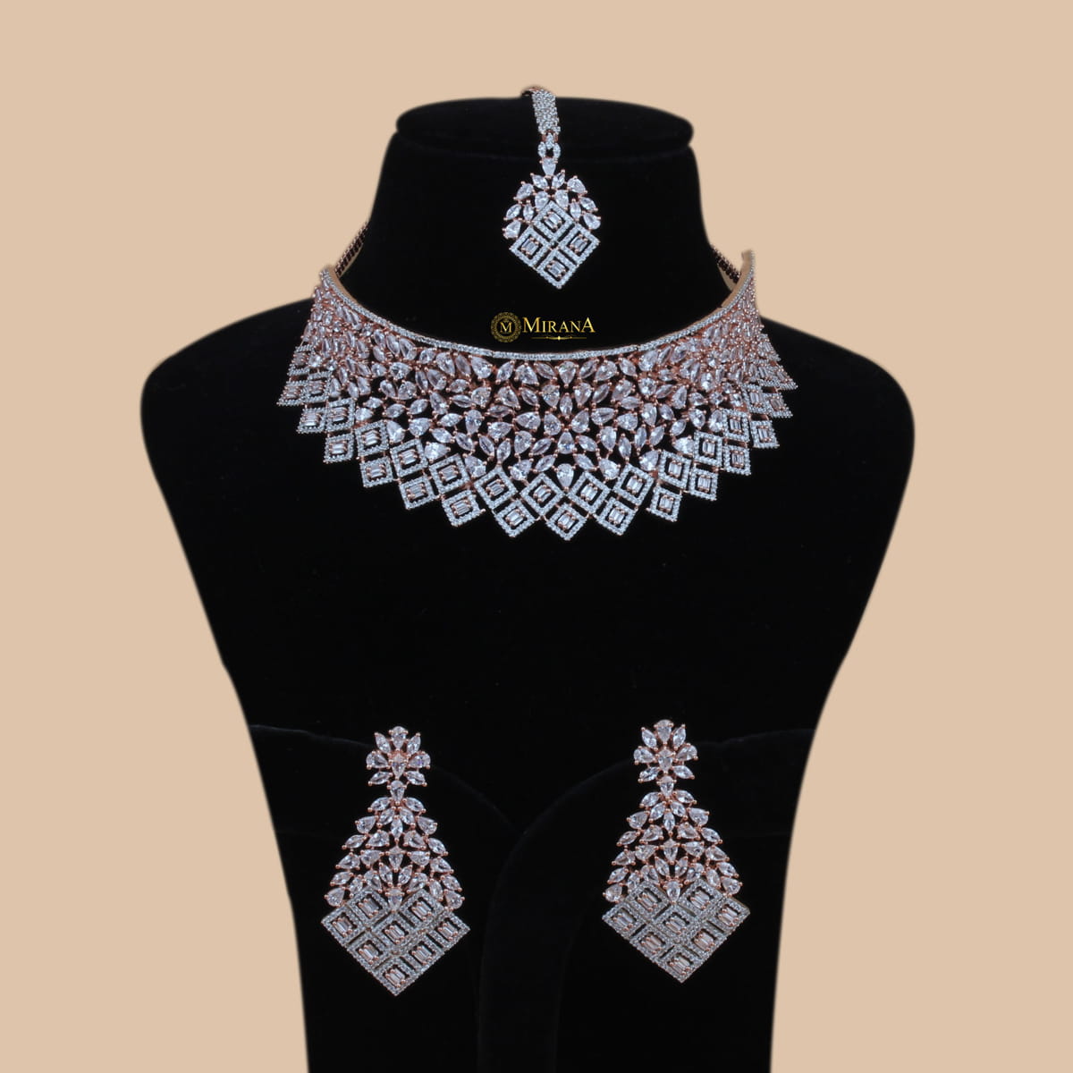 Pear Cut Bridal Choker Set