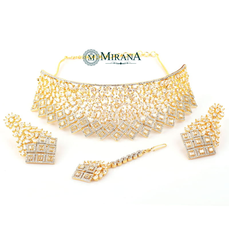 Pear Cut Bridal Choker Set