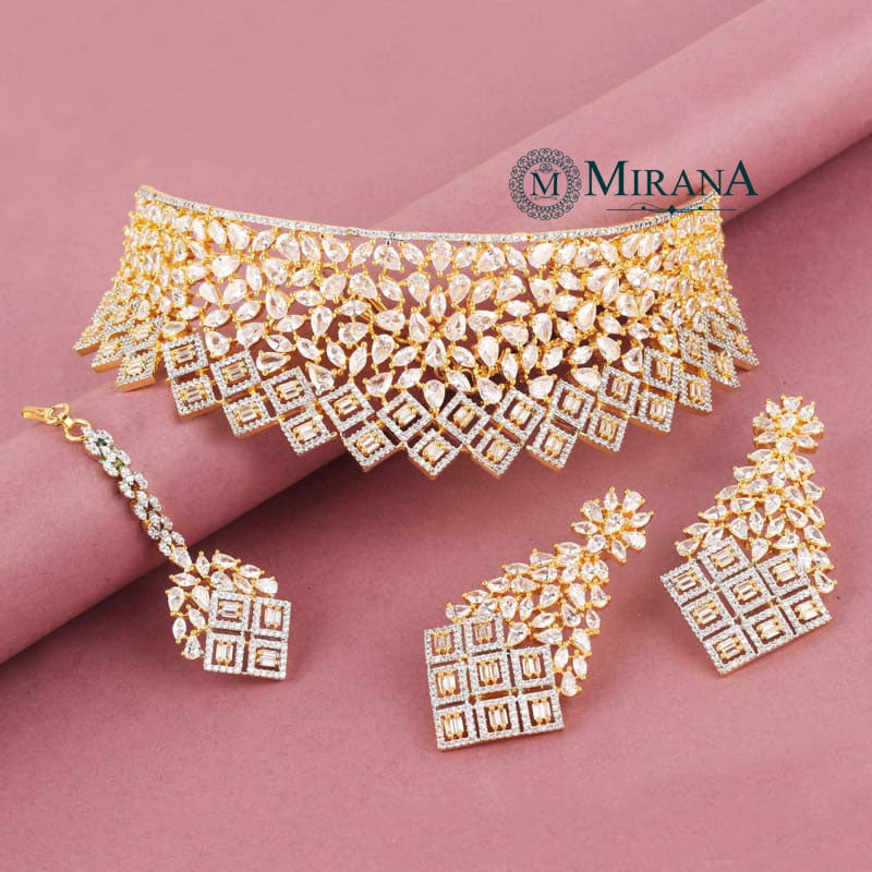 Pear Cut Bridal Choker Set