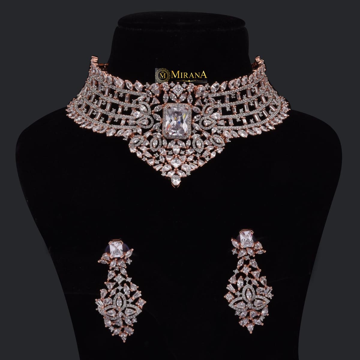 CZ Radiant Cut Heavy Choker Set