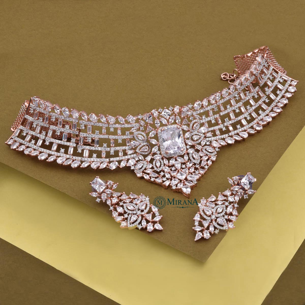 CZ Radiant Cut Heavy Choker Set