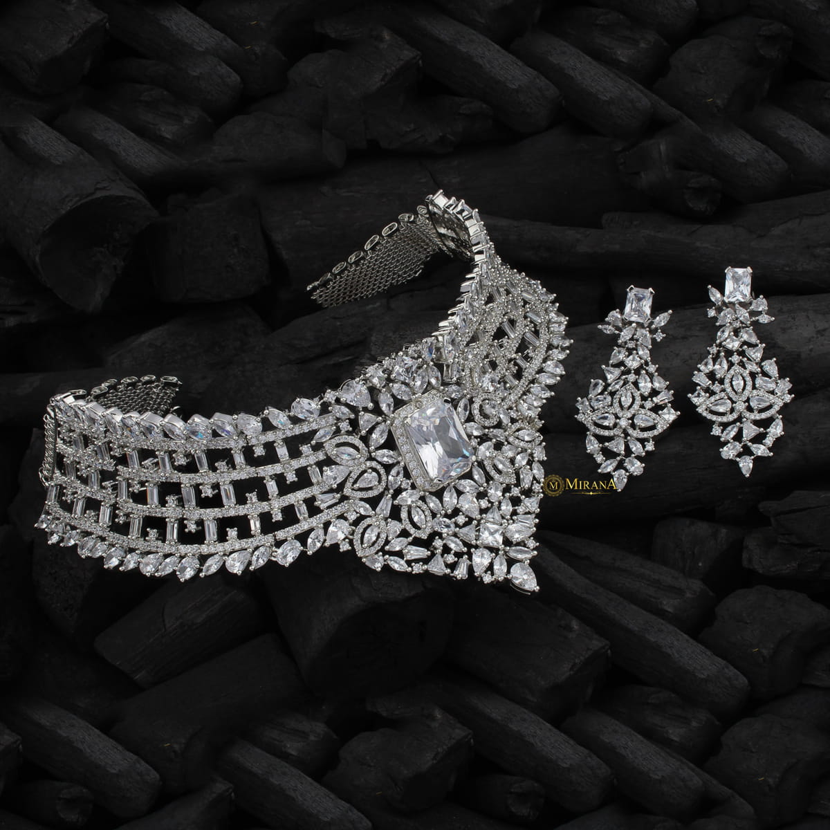 CZ Radiant Cut Heavy Choker Set