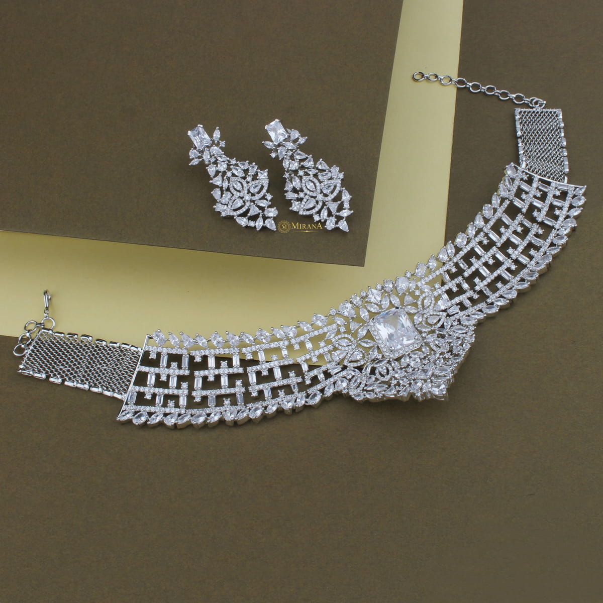 CZ Radiant Cut Heavy Choker Set