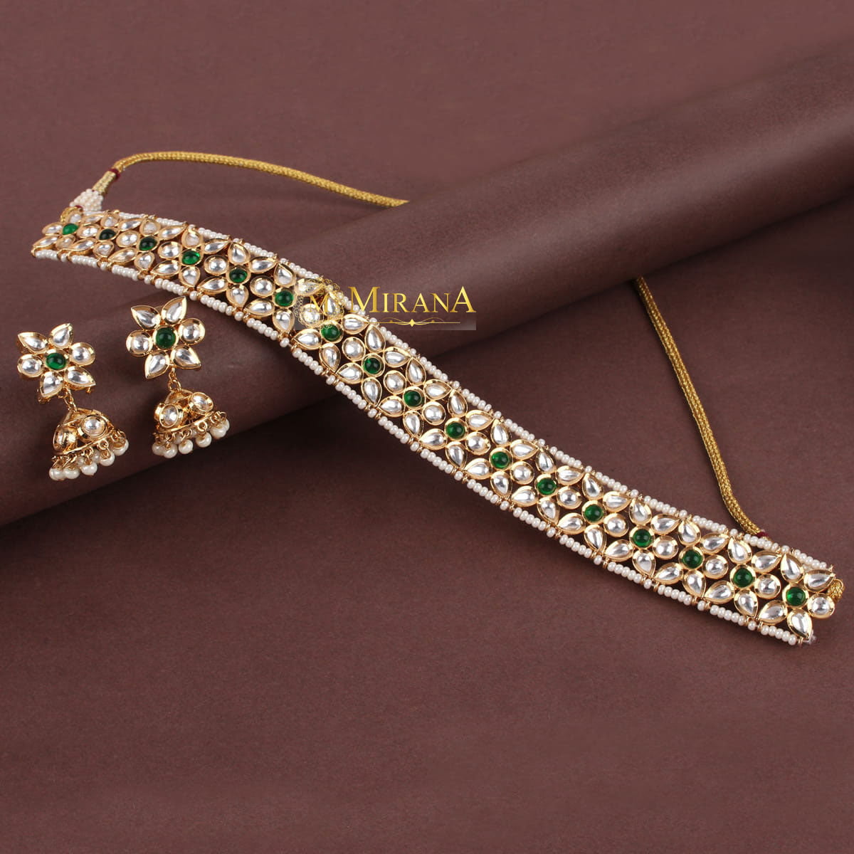 Edhita Green Colored Kundan Choker Set