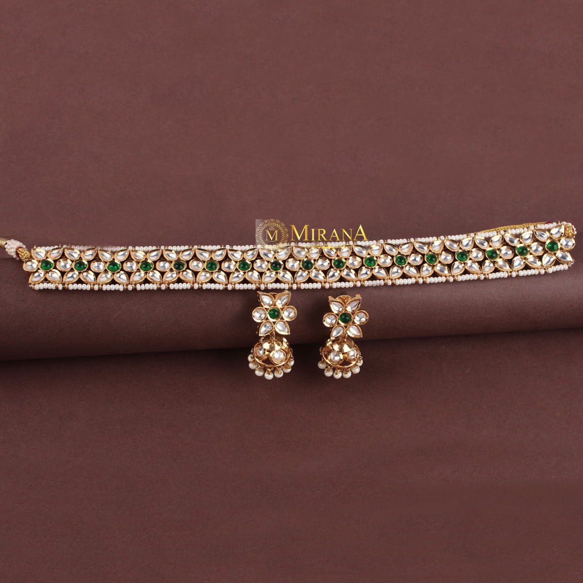 Edhita Green Colored Kundan Choker Set