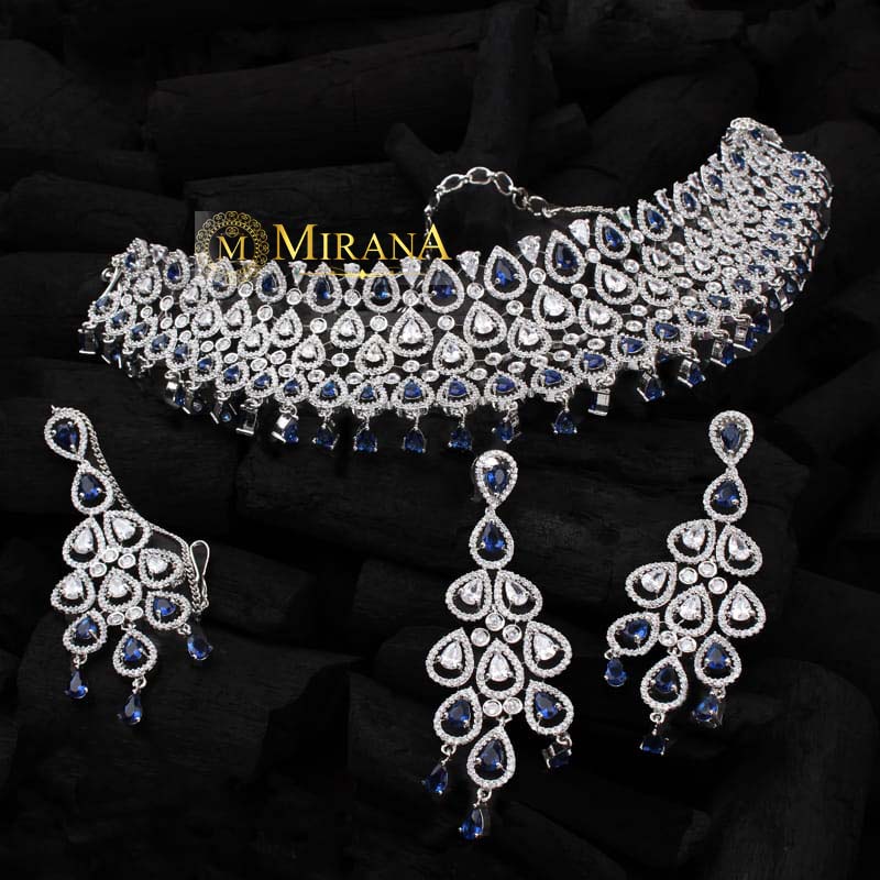 Nitara Blue Colored Choker Set