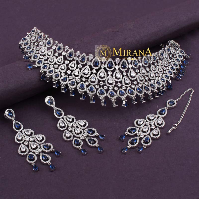 Nitara Blue Colored Choker Set