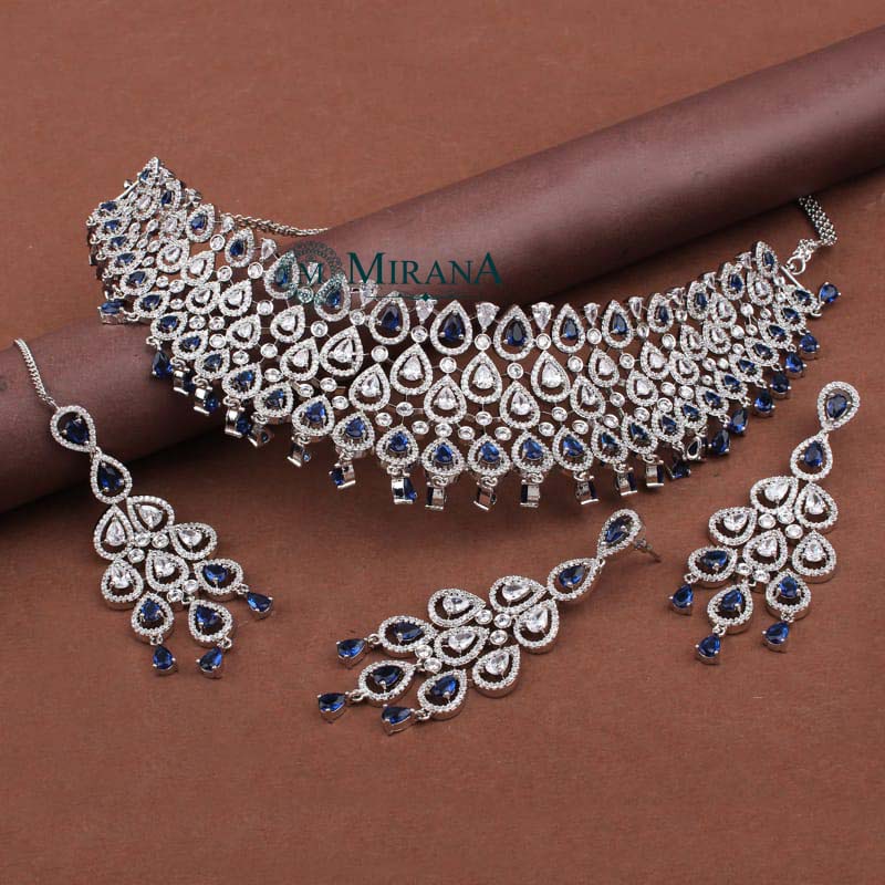 Nitara Blue Colored Choker Set